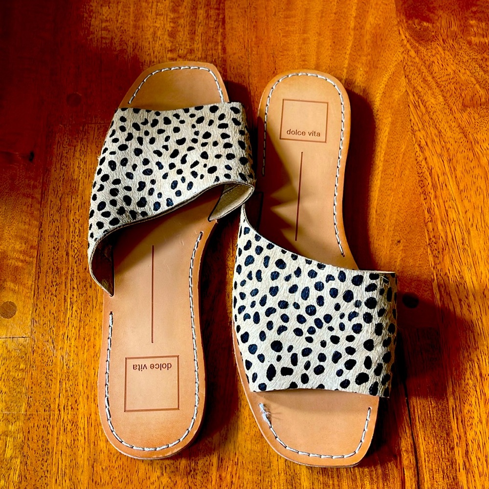 Dolce vita animal fur print slide 7.5 new